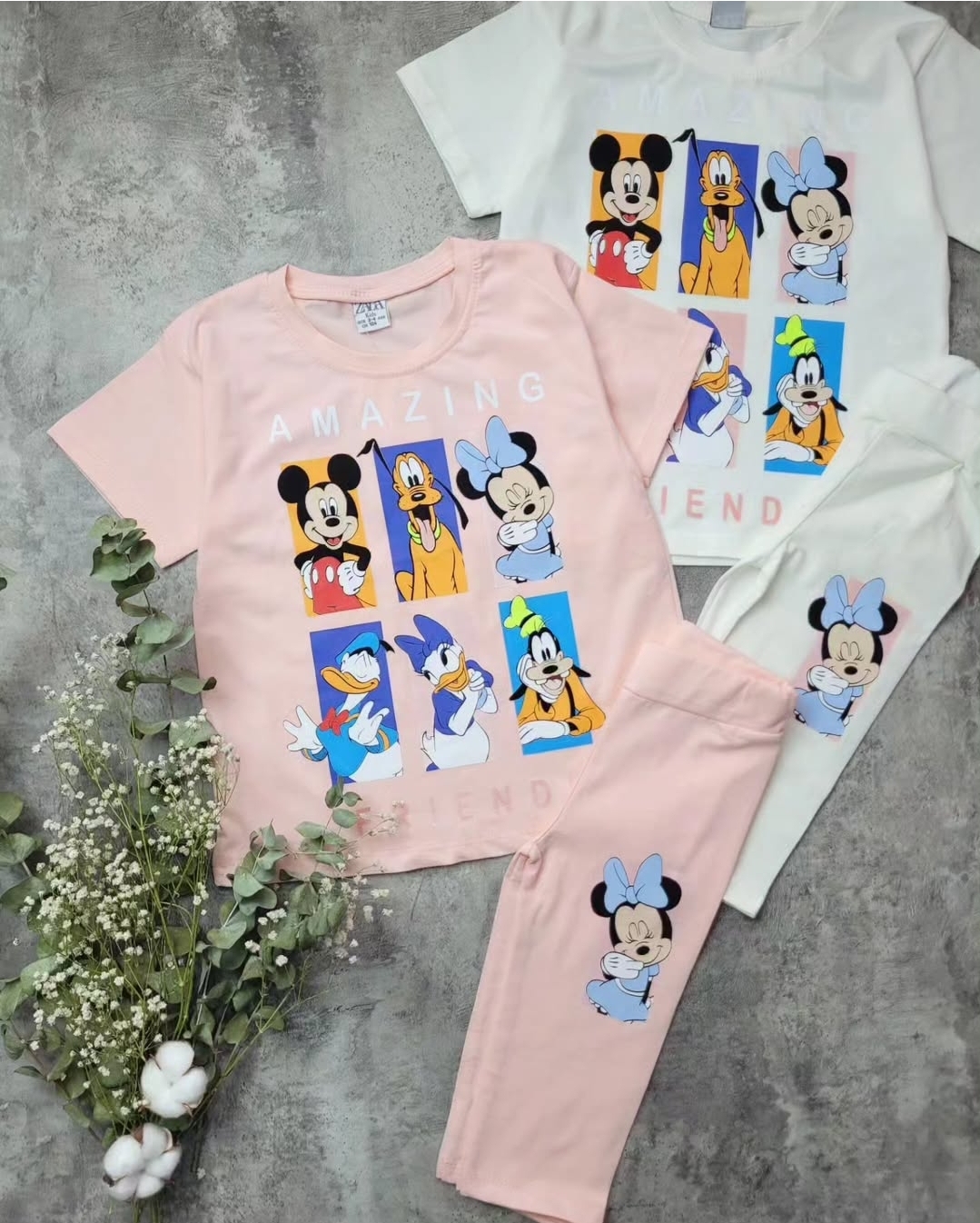 ست تیشرت شلوارک دخترانه طرح دیزنی لند