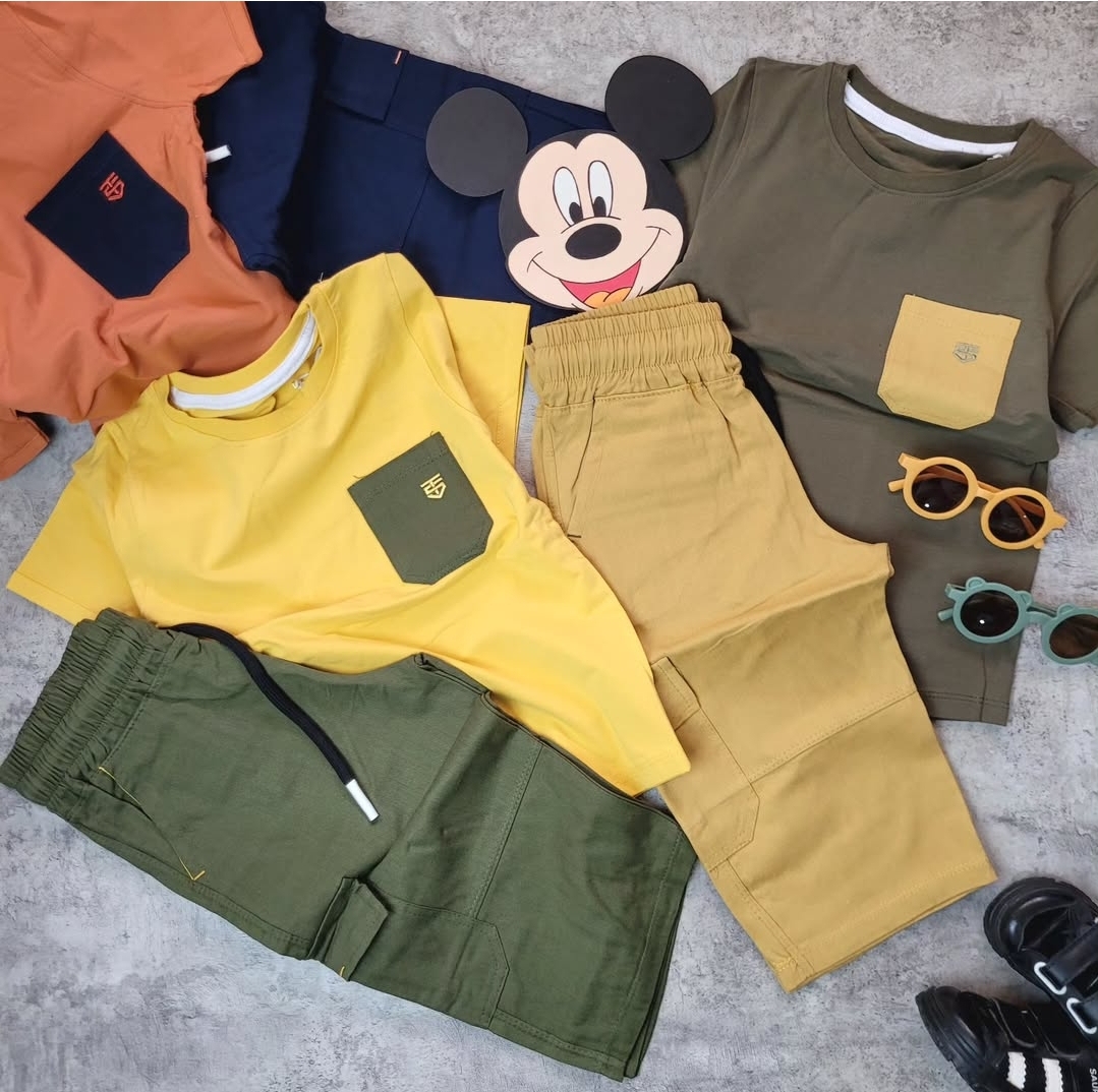 ست تیشرت شلوارک کتان (بلند) بچگانه اسپرت